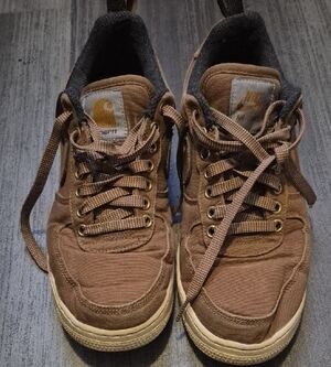 NIKE Air Force 1 Carhartt Brown Canvas Low-Top Sneakers with Tan Soles